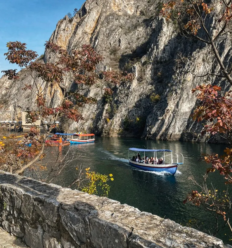 things to do in matka canyon - boat trip