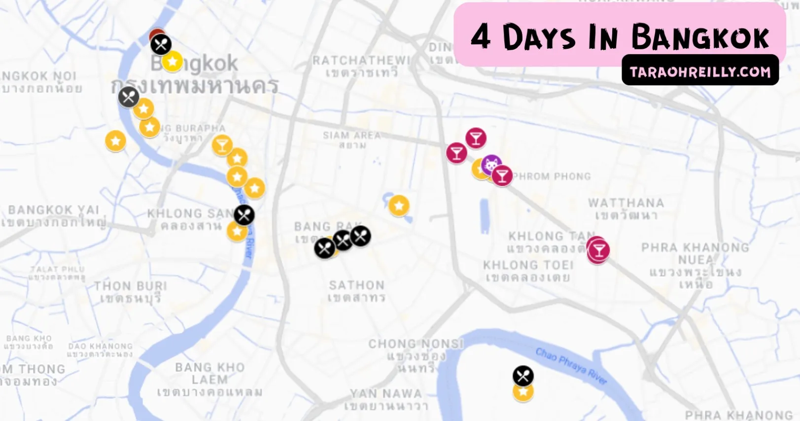 4 day itinerary bangkok map