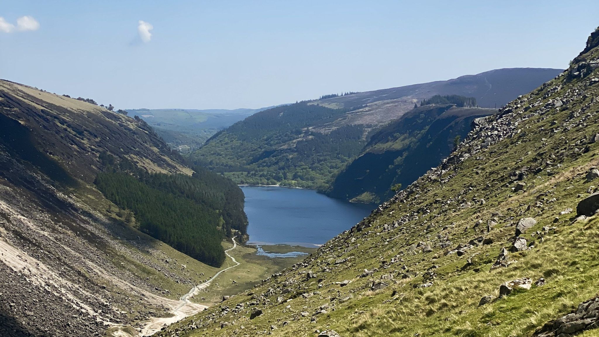 View from the Spinc. Views of lower lake in Glendalough.