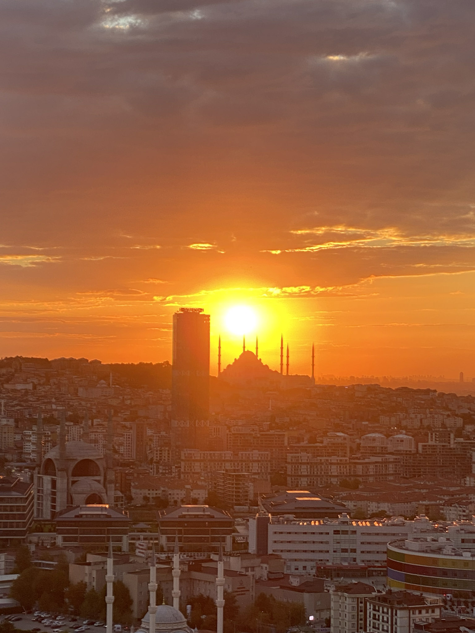 sunset behind mosque in istanbul