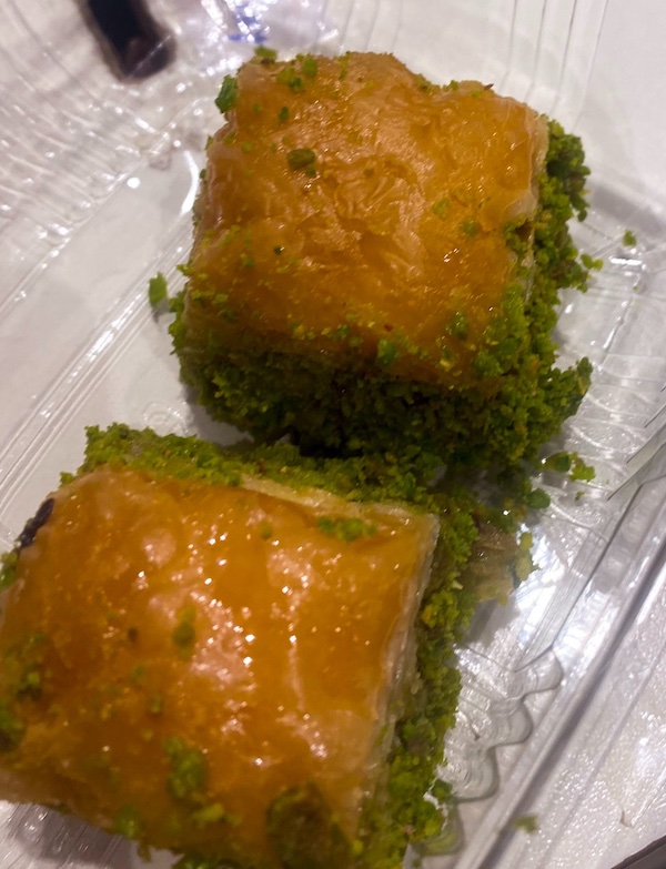 two pistachio baklave