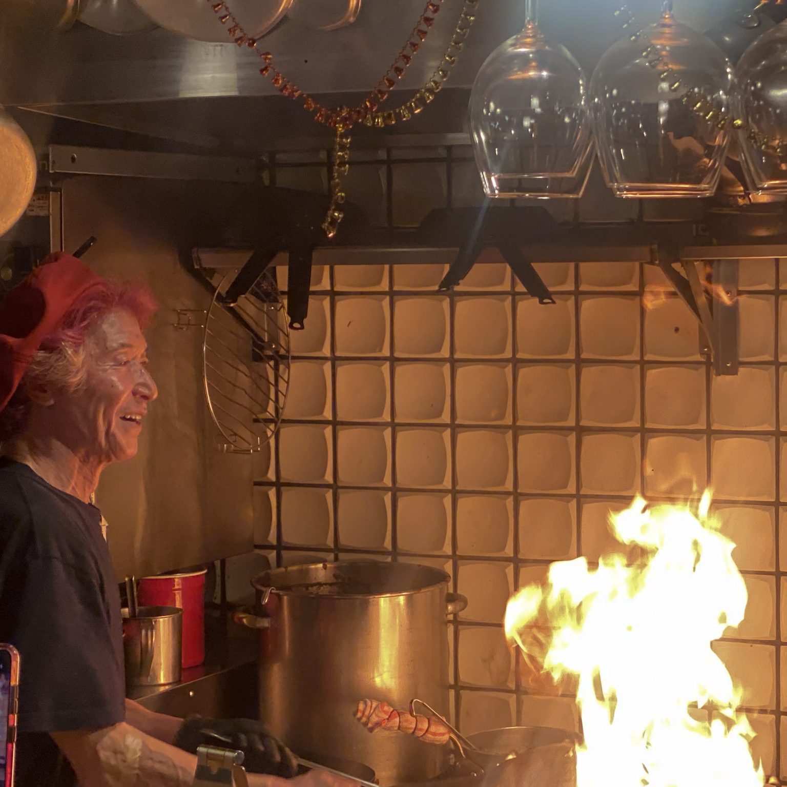 Chef Motokichi Yukimura in the kitchen, performing fire | Kichi