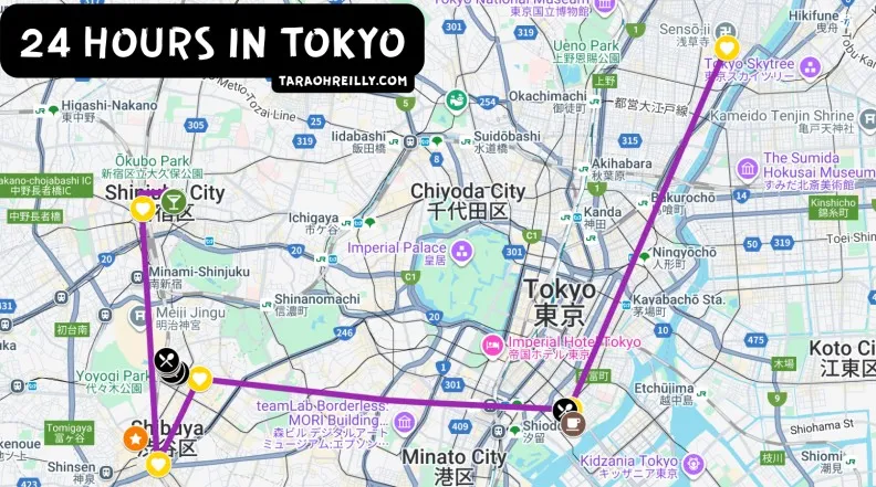 24 hours in tokyo map