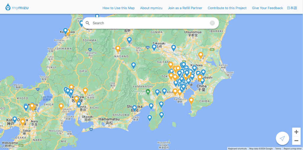 mymizu water app in JAPAN