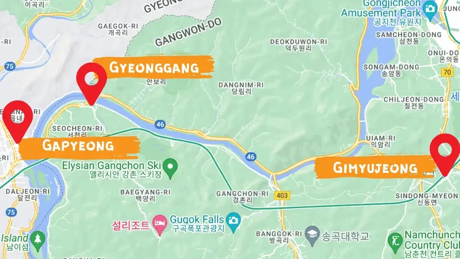 map and distance of gangchon rail park trails