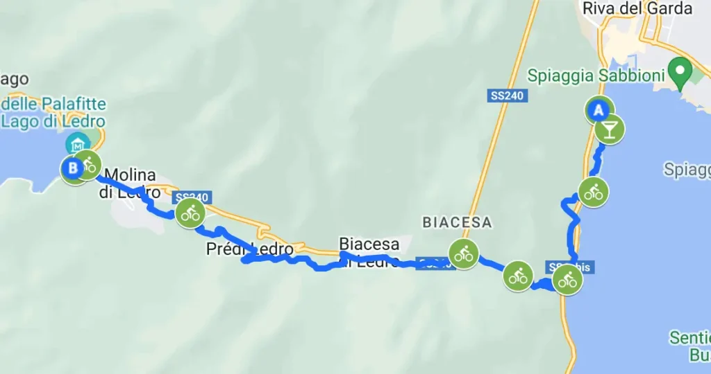 Map of Route - Lago di Ledro