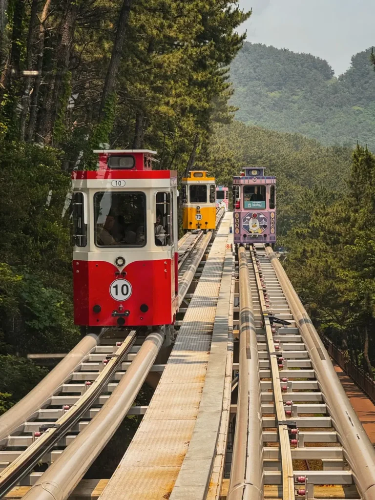 blueline park Haeundae colourful retro trains