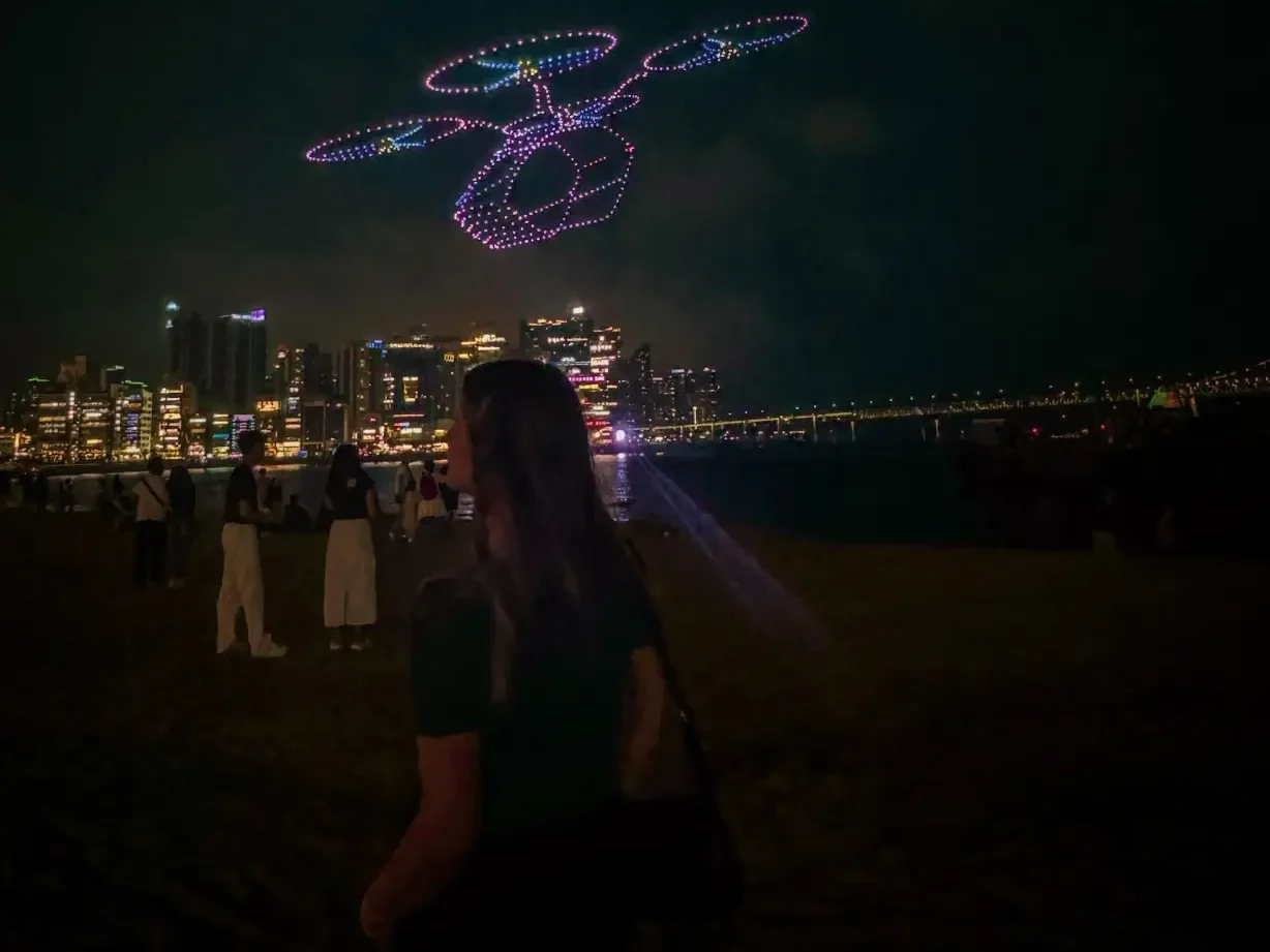 Tara O'Reilly Gwangalli beach drone show 