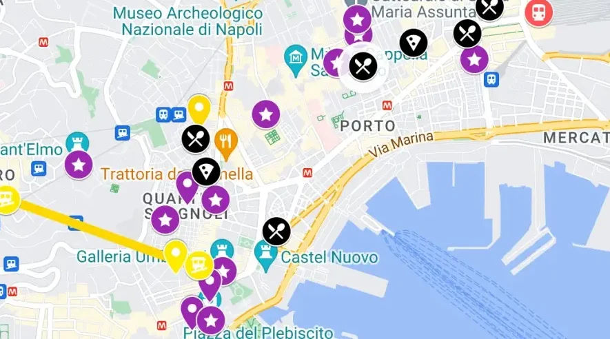 1 day in naples itinerary map