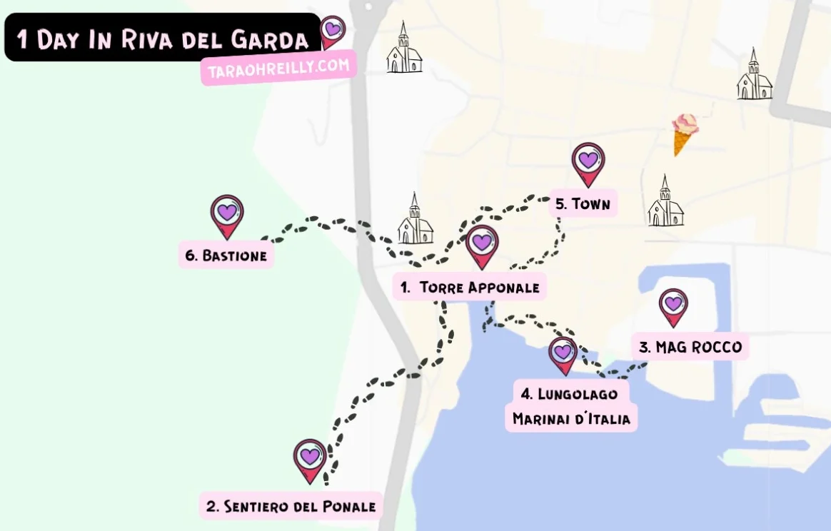 1 day riva del garda itinerary map