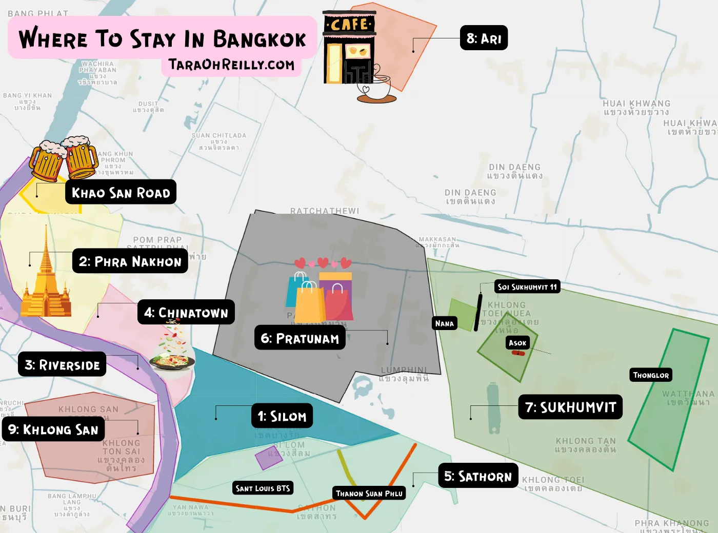 where to stay in Bangkok map