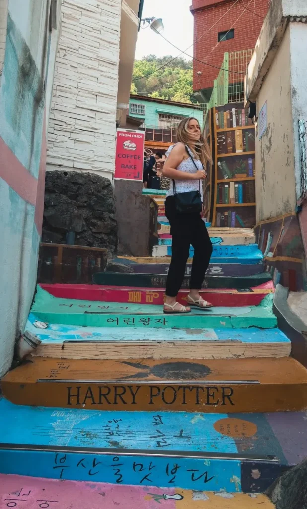 attractions in busan book stairs in gamcheon