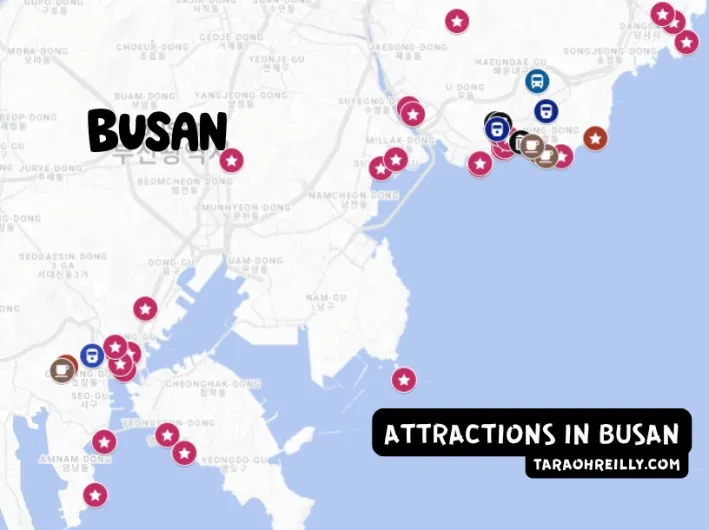 map of attractions in busan