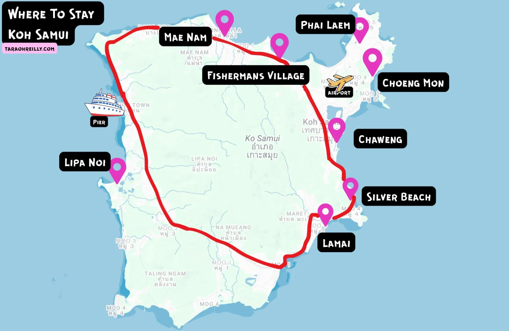 WHERE TO STAY IN KOH SAMUI MAP