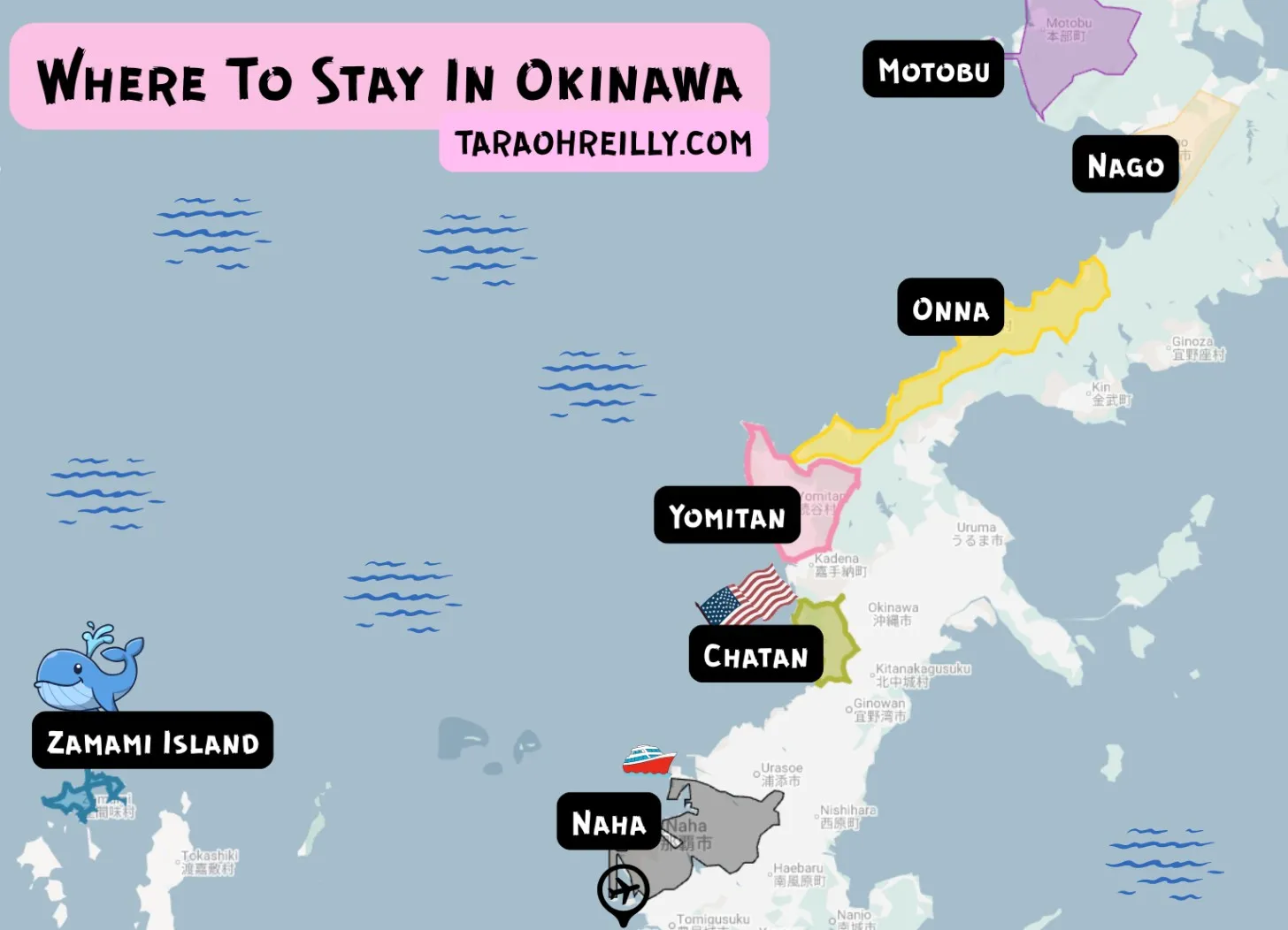 okinawa places to stay map