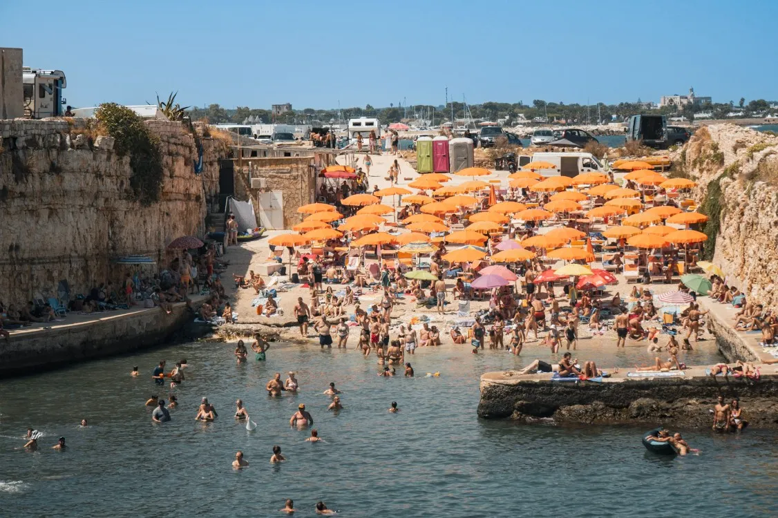 quiet beach in polignano a mare
