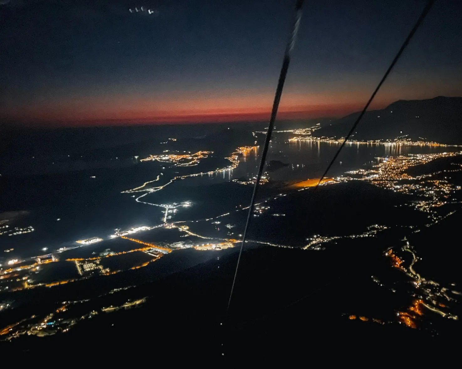 kotor cable car at night