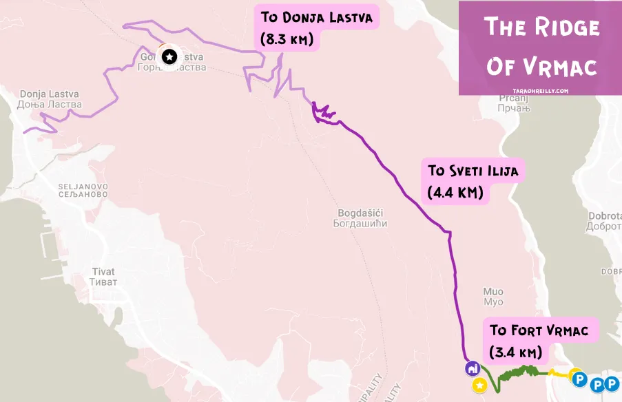 ridge of vrmac trail kotor hikes