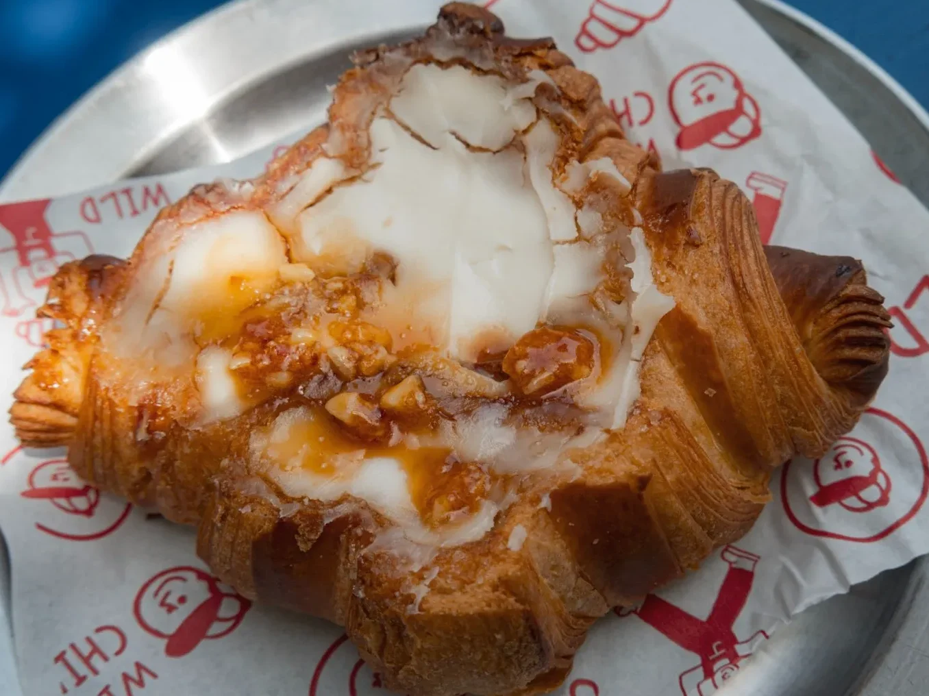Honeycomb croissant topped with mascarpone and Greek honey at Wild Child cafe in Chania