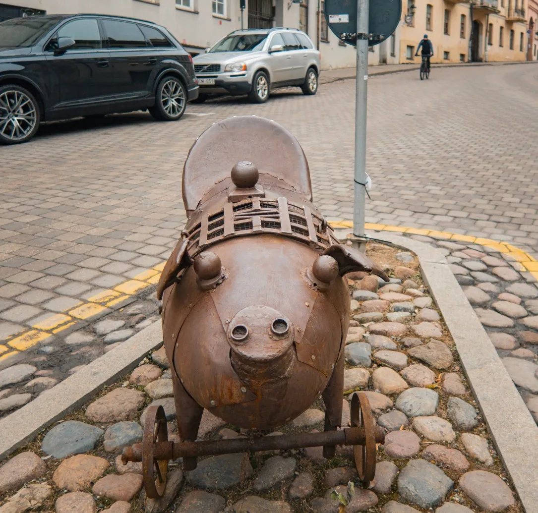 pig sculpture uzupis