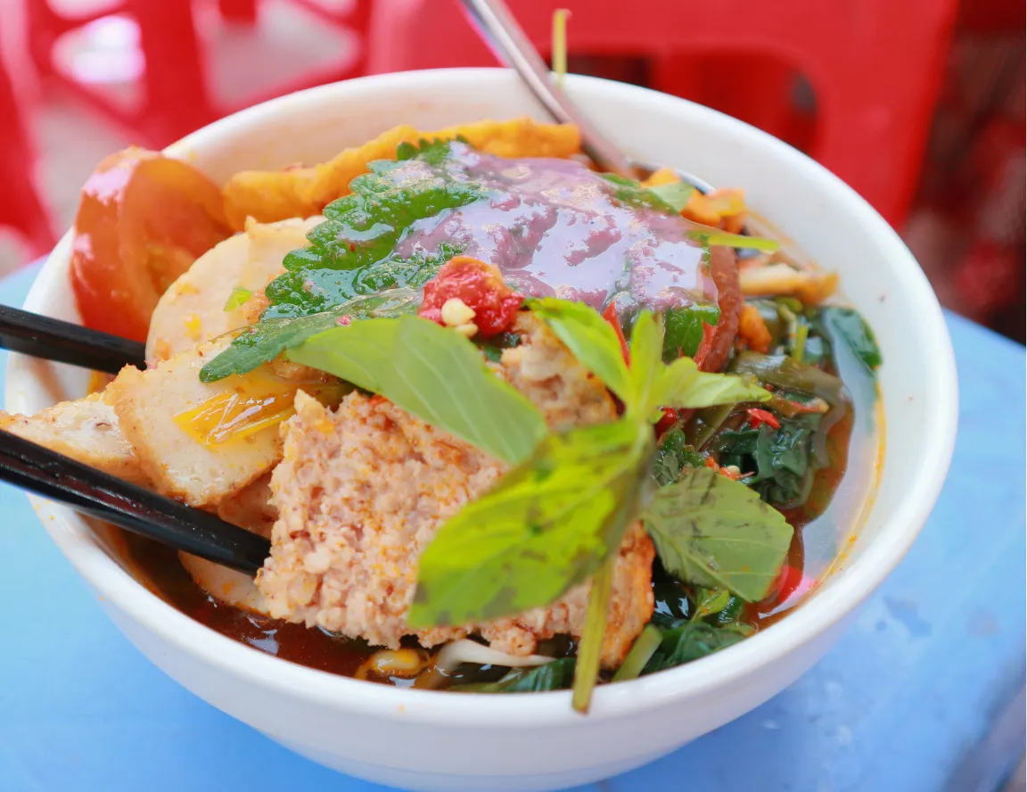 bowl of soup with seafood
