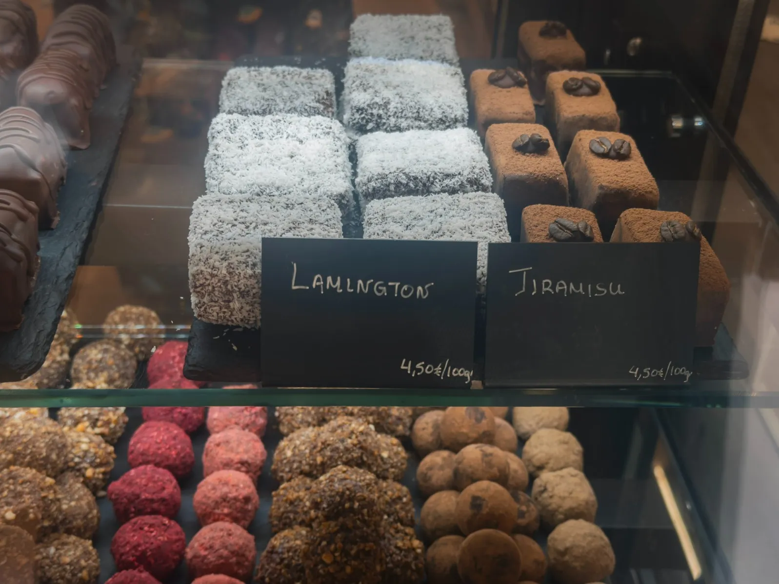 lamington and tiramisu bites at Elli's Healthy Specialities, vegan cafe chania