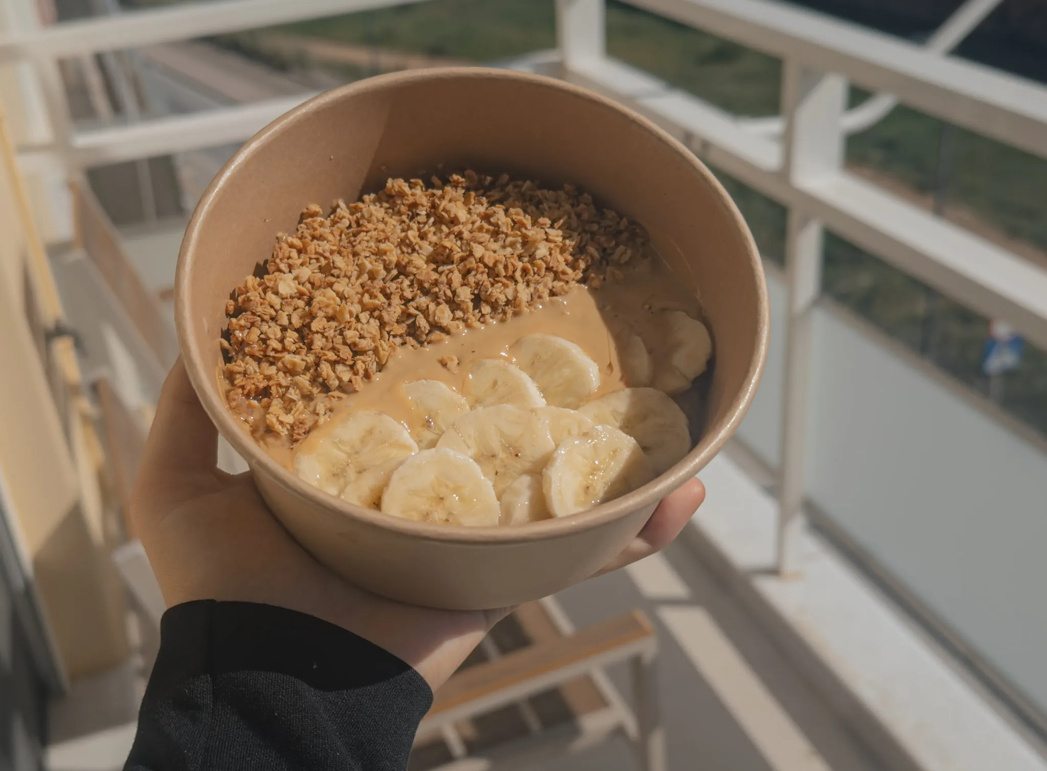 Chocolate peanut butter porridge with homemade granola at Grain cafe, Chania