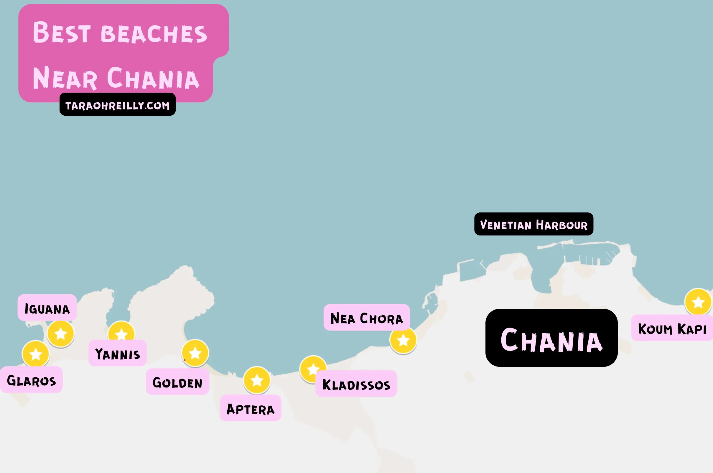 map of best beaches near chania crete