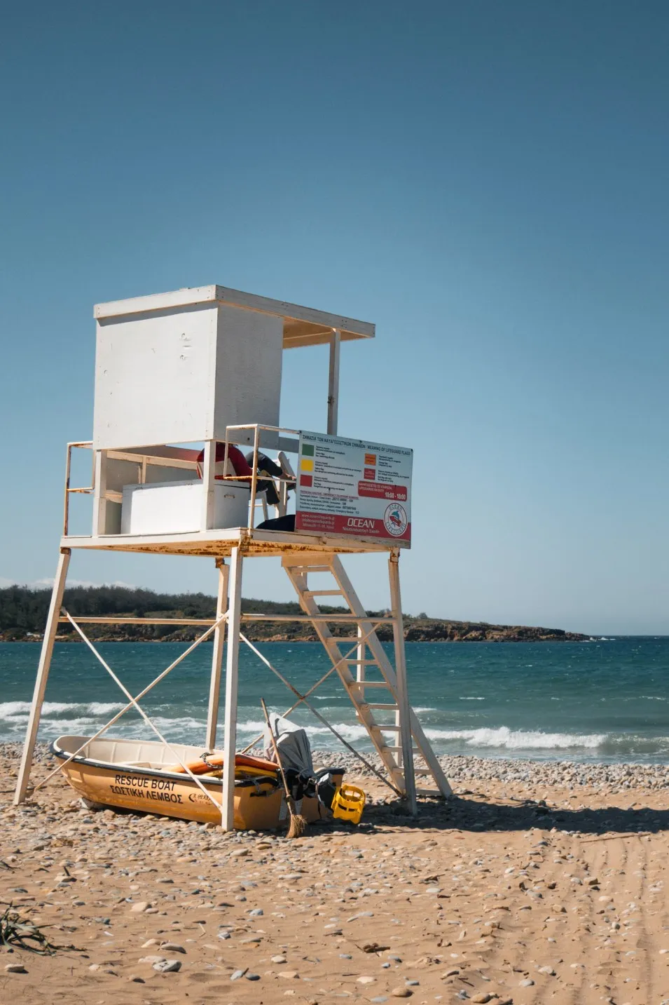 life guard post on a pebble beach best beaches near chania crete
