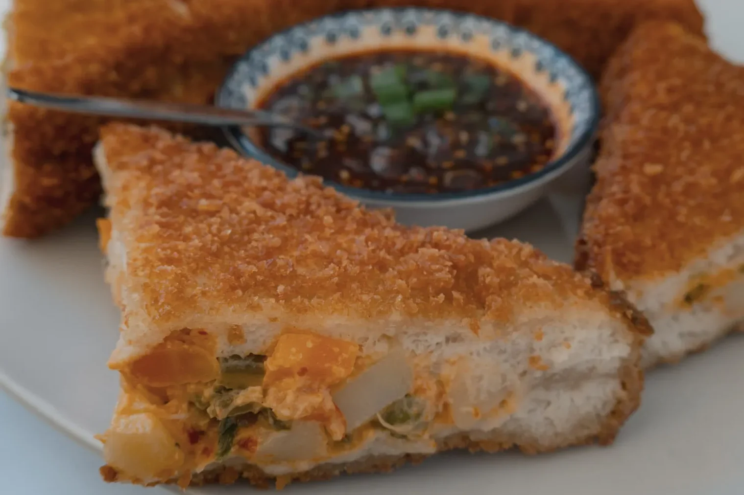 korean croquette triangles from pulse vegan chania