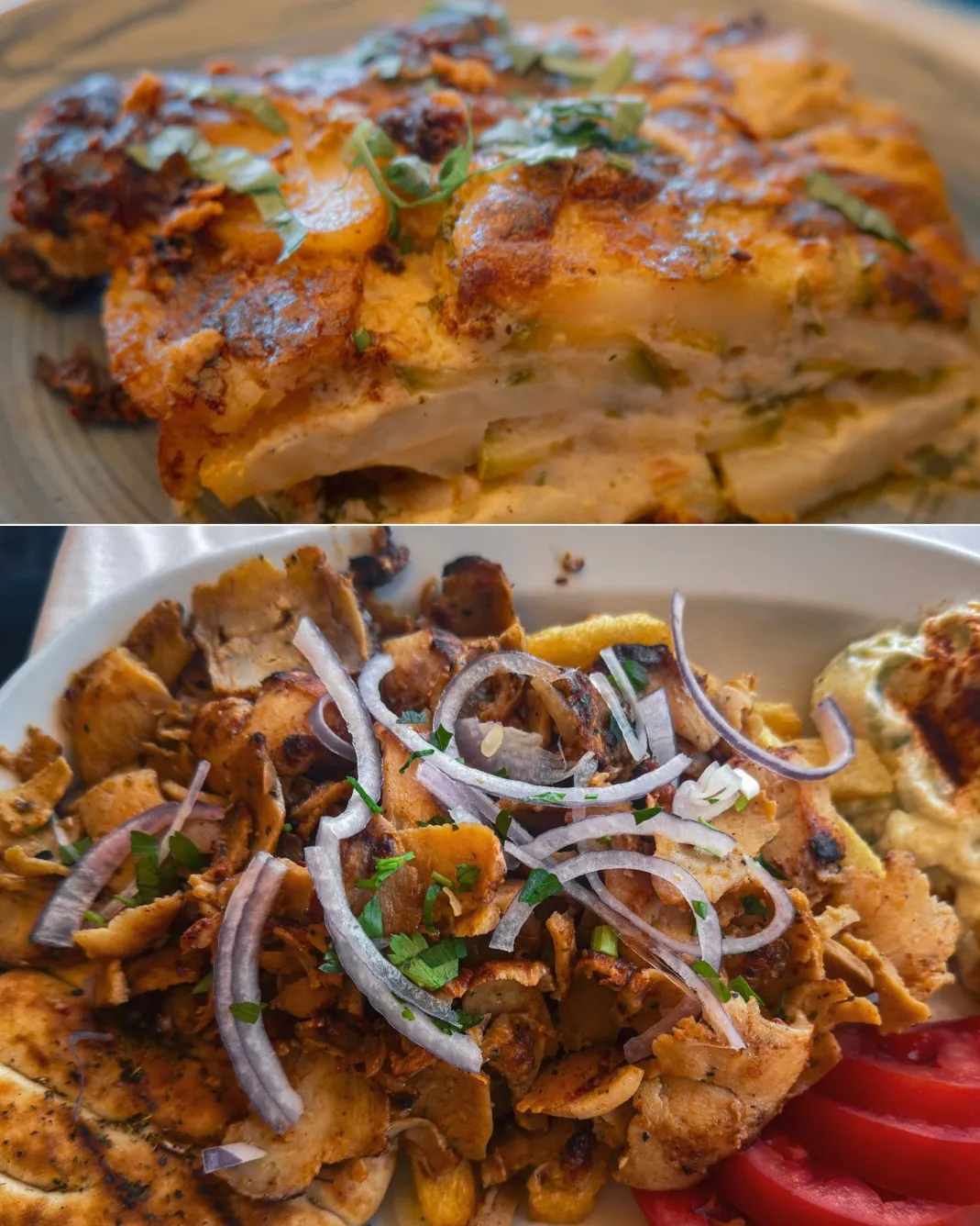 traditional cretan dish of boureki and gyros plate from amphora taverna chania
