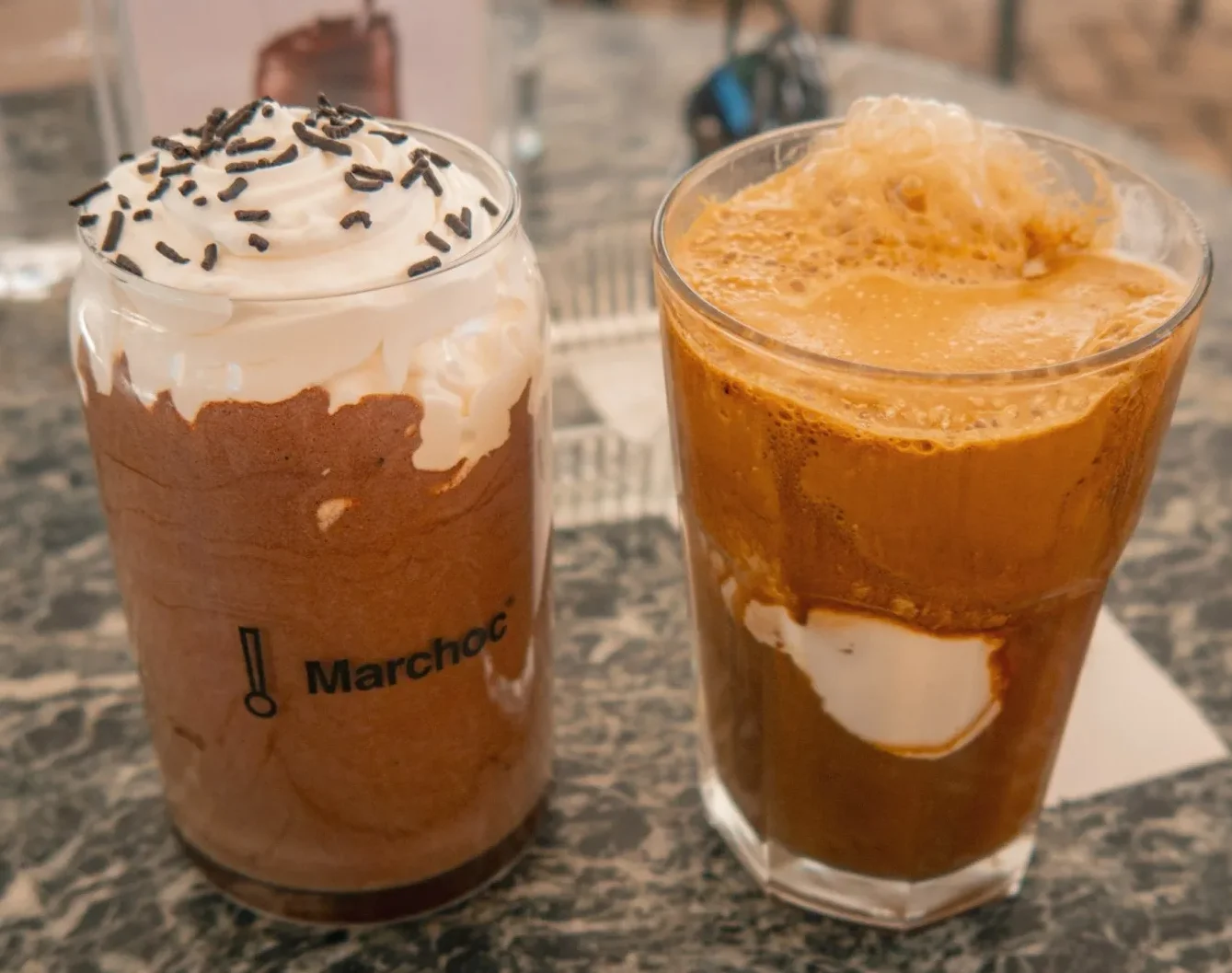 kipos cafe menu has chocolate and ice cream drinks