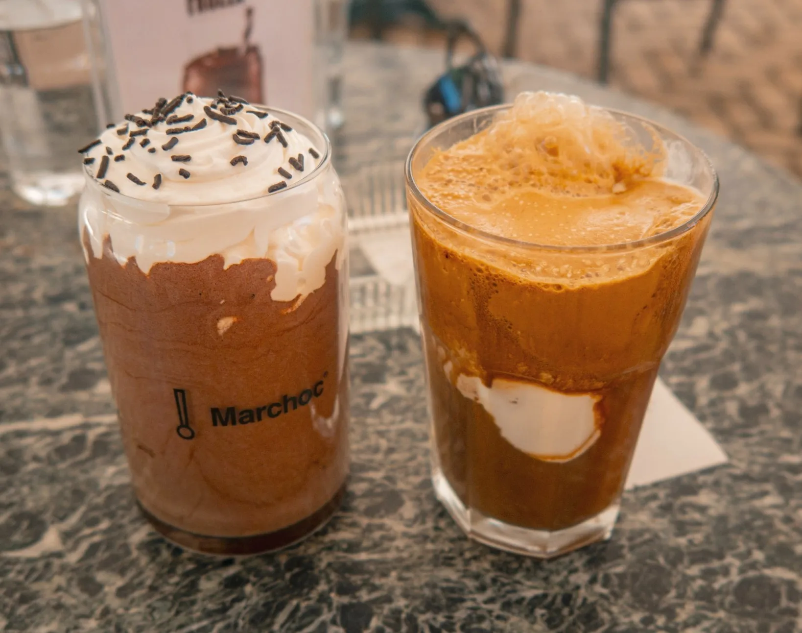 iced chocolate and frappe from kipos cafe chania