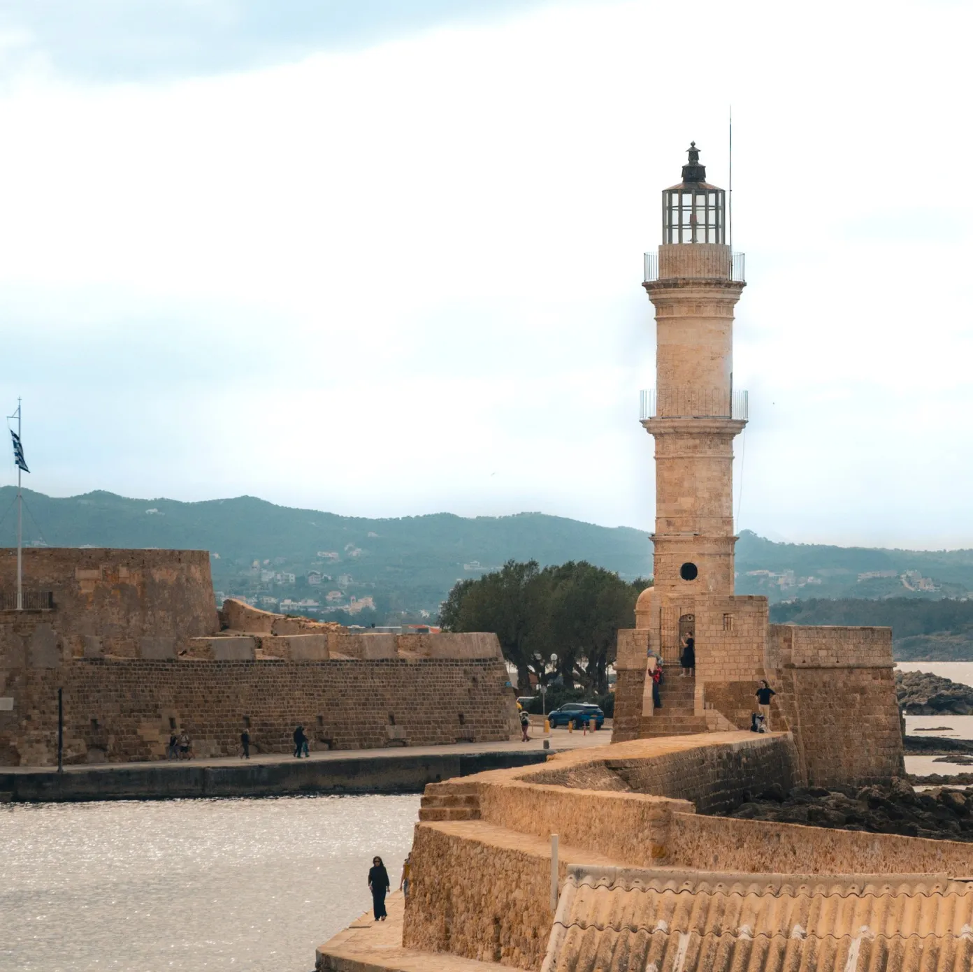 elevated view of lighthouse chania