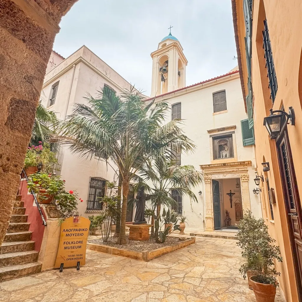 courtyard of catholic church chania old town