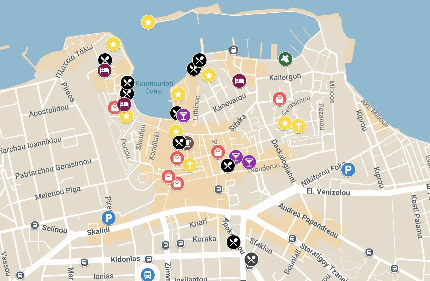 map of chania old town