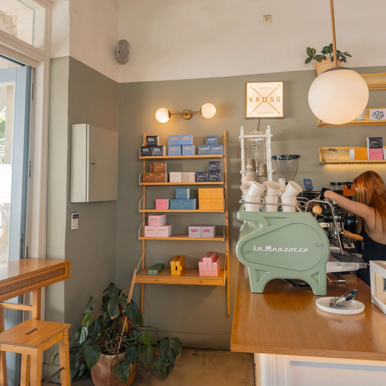 inside kross where some of the best coffee in chania is made