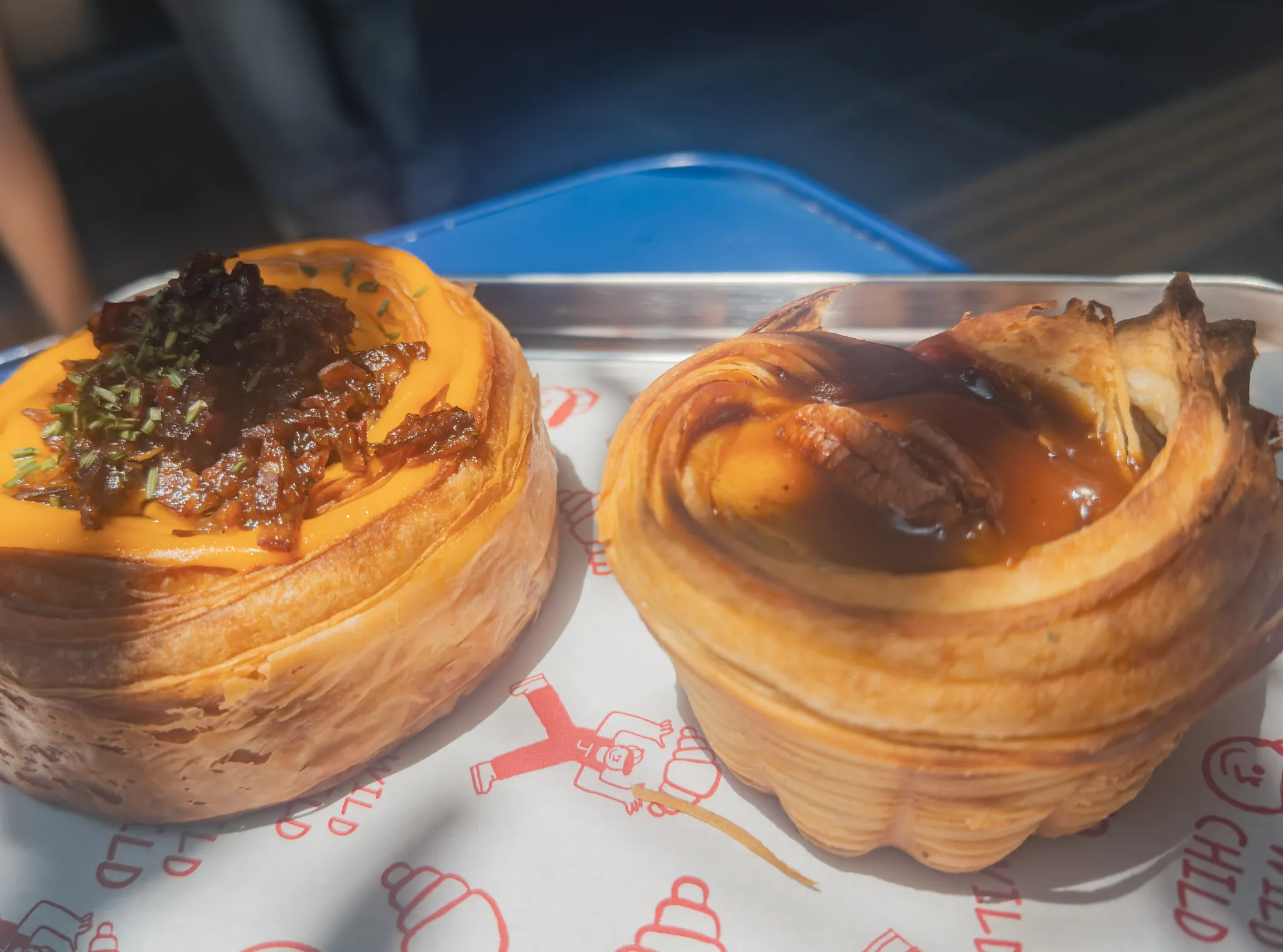 cheese and bacon danish and miso caramel danish from Wildchild