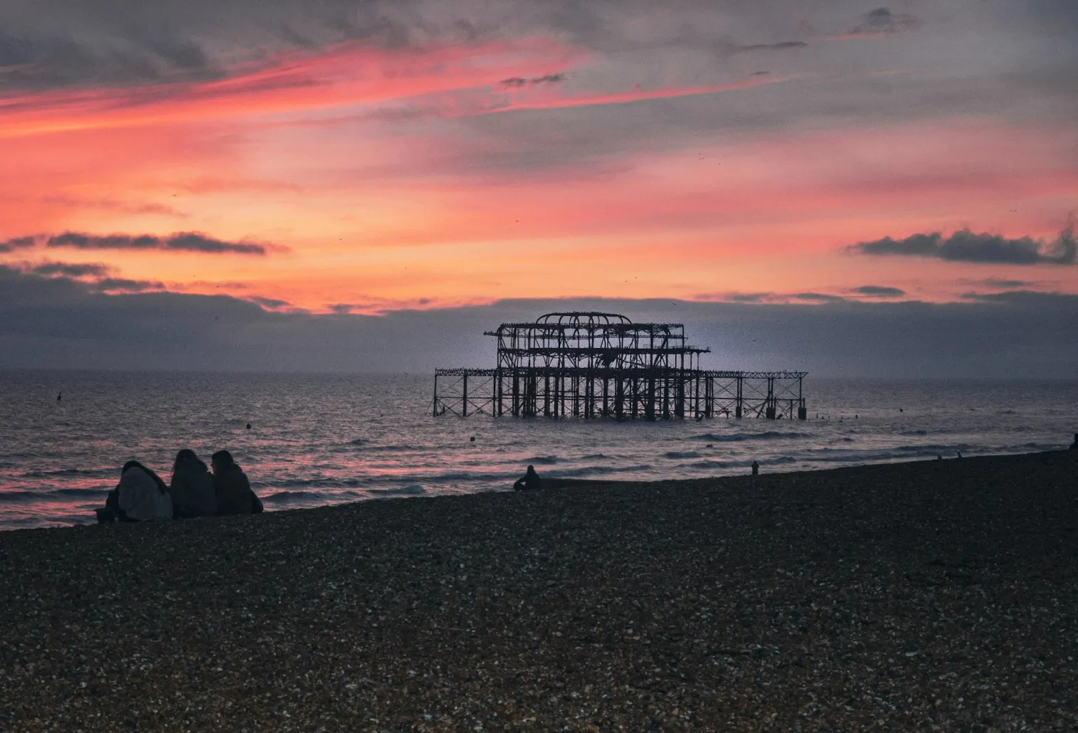 brighton west pier at sunset